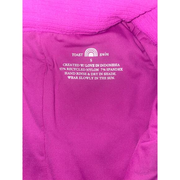 NWT Women’s Toast Hot Short Romper Rib Zipper Front Cheeky Bottom Purple Small - Picture 6 of 6